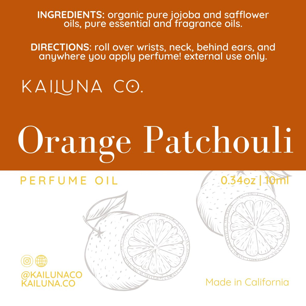 Kailuna Co. Orange Patchouli Roll-On — Natural, Alcohol-Free Fragrance with Jojoba Oil, Made in California
