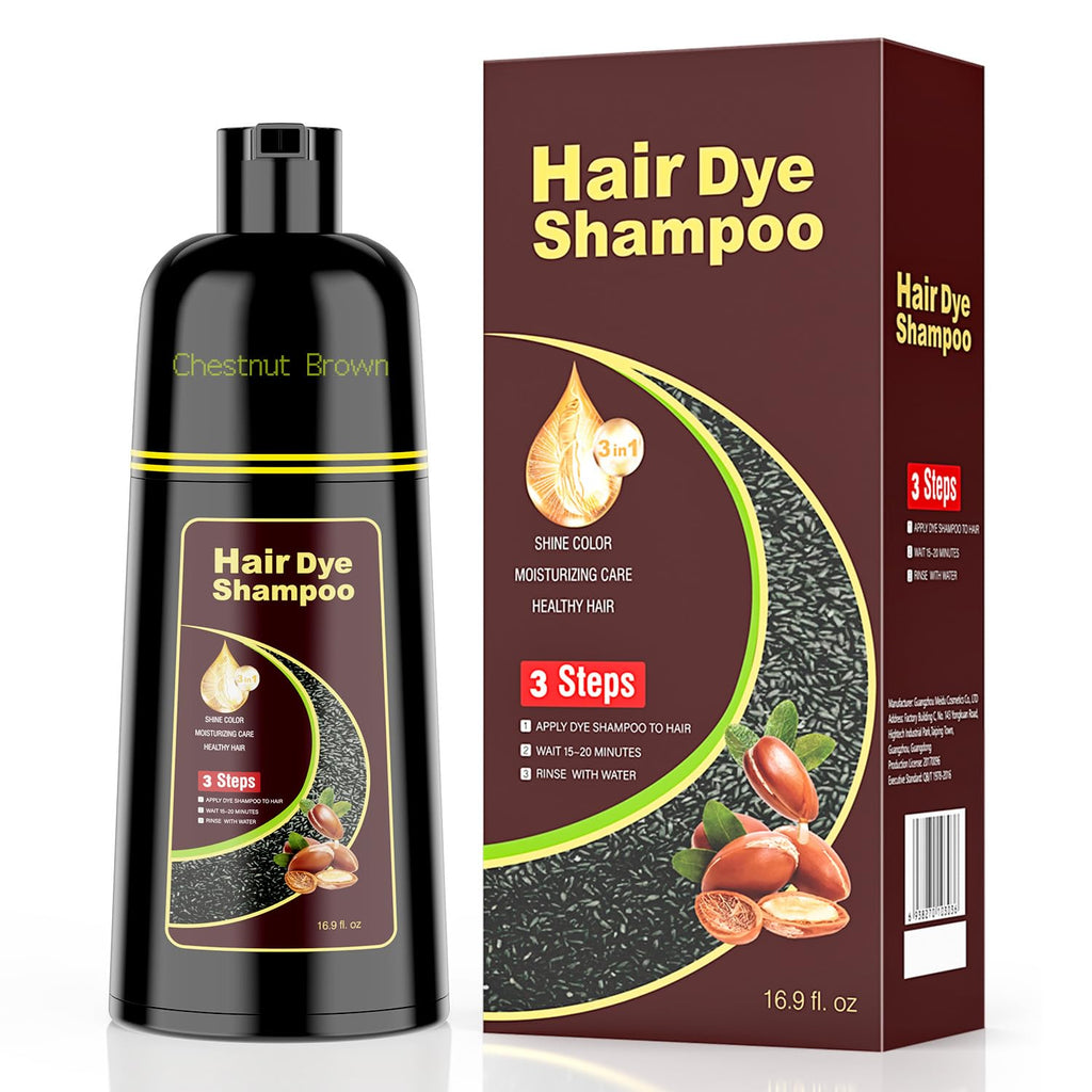 KAISASA Hair Dye Shampoo 3 in 1 Chestnut Brown – Gray Hair Coverage for Women & Men