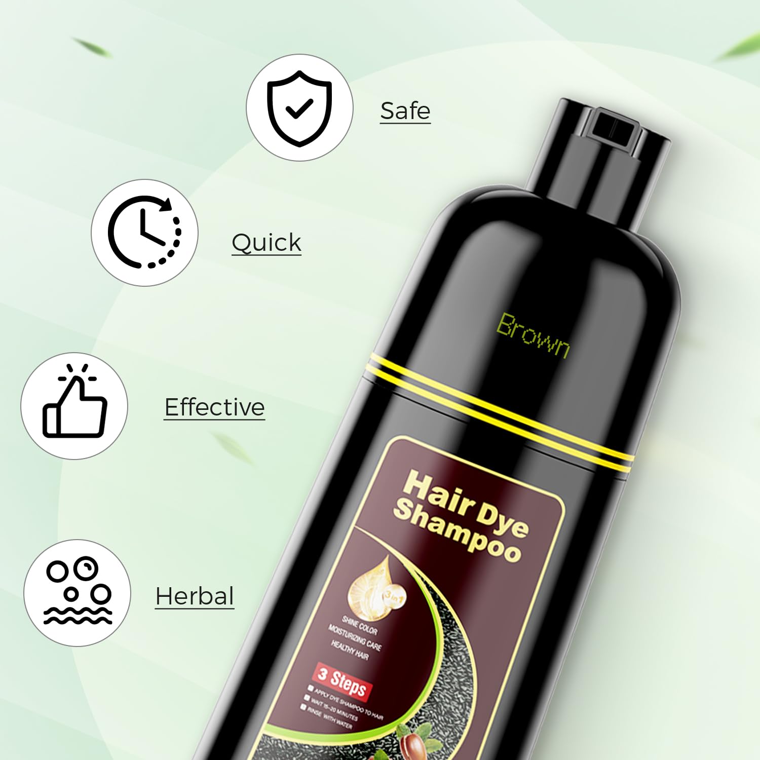KAISASA Hair Dye Shampoo 3 in 1 Chestnut Brown – Gray Hair Coverage for Women & Men