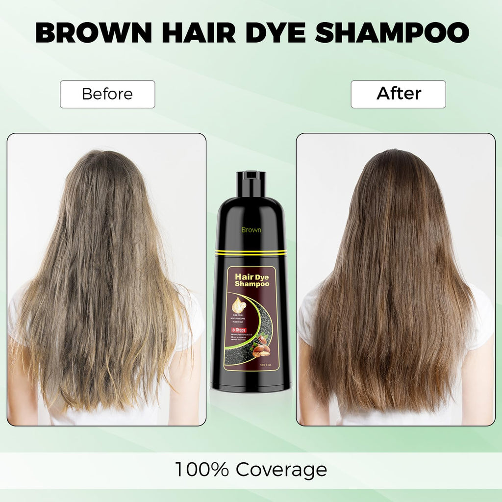 KAISASA Hair Dye Shampoo 3 in 1 Chestnut Brown – Gray Hair Coverage for Women & Men