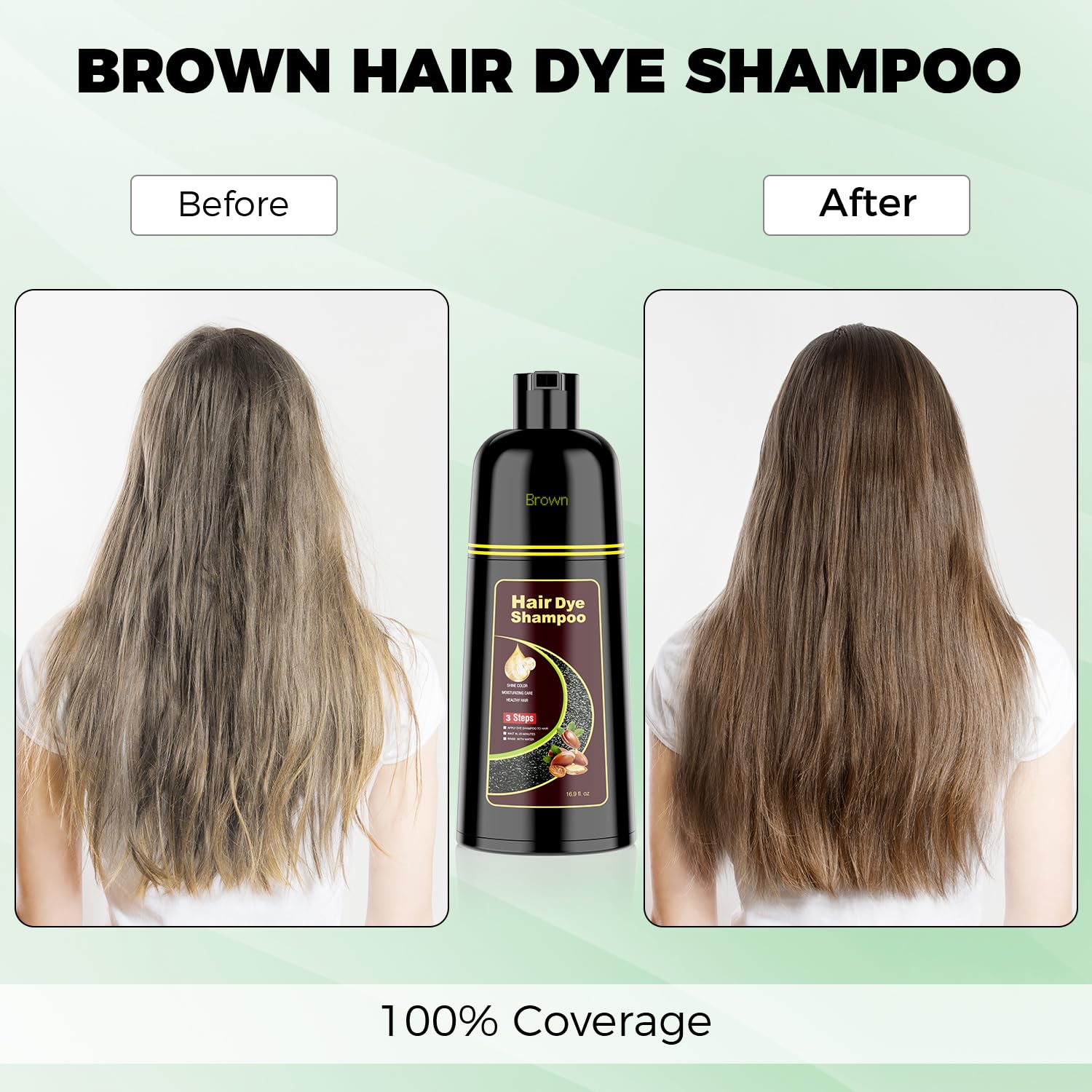 KAISASA Hair Dye Shampoo 3 in 1 Chestnut Brown – Gray Hair Coverage for Women & Men