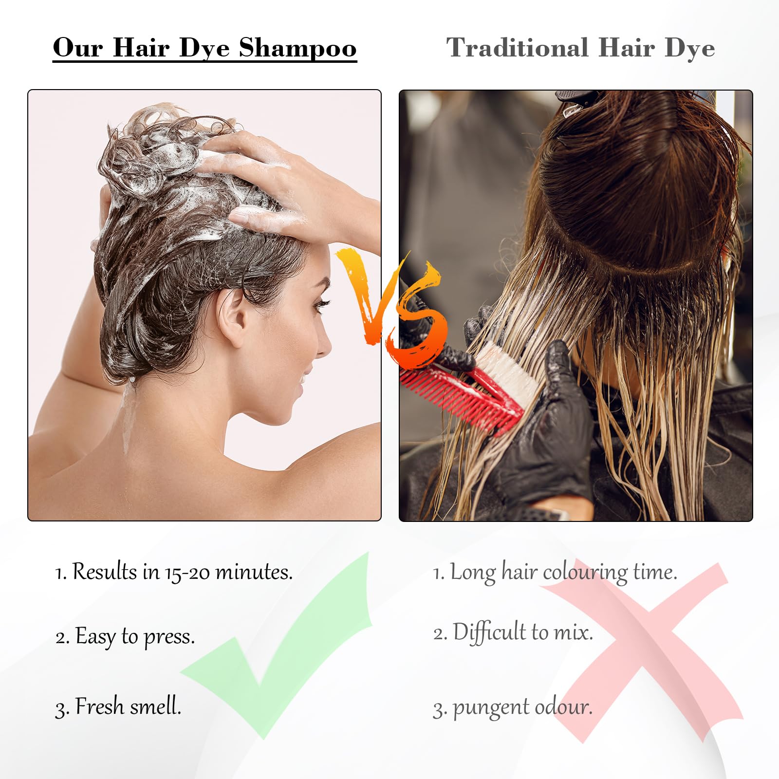 KAISASA Hair Dye Shampoo 3-in-1 Chestnut Brown – Safe, Easy Grey Coverage