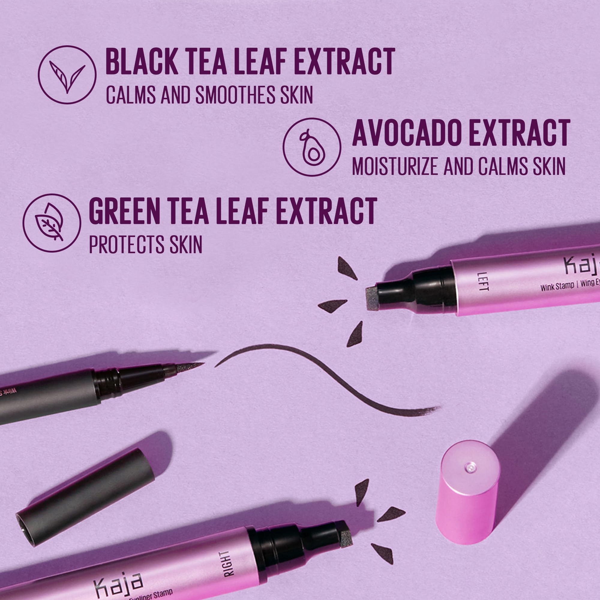 KAJA Winged Eyeliner Set: Wink Stamp Original | Avocado Extract, Waterproof, Matte Finish