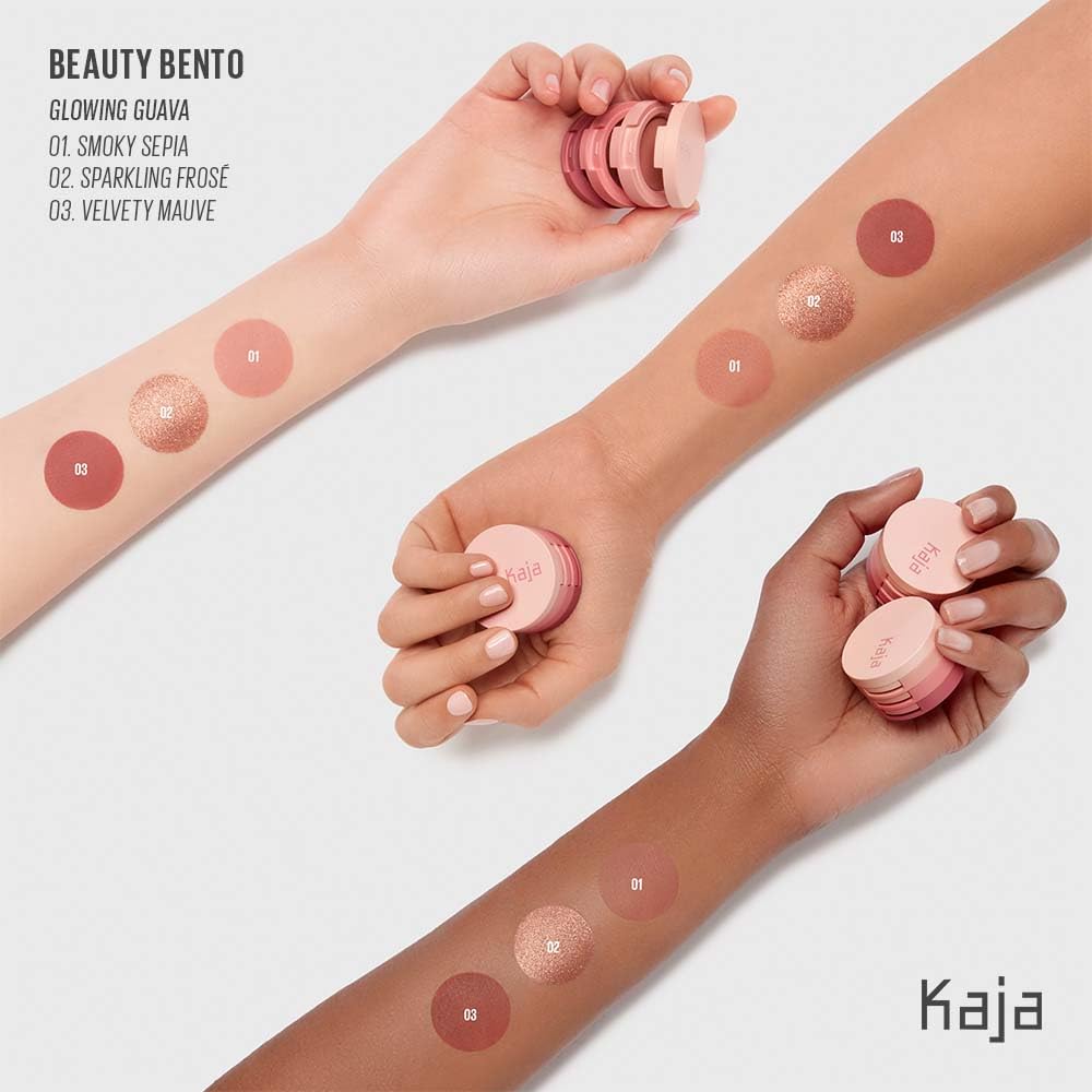 KAJA Beauty Bento 07 Glowing Guava – 3-Color Eyeshadow Palette | K-Beauty Mini, Shimmer & Matte Finishes, Cruelty-Free, 0.03 oz