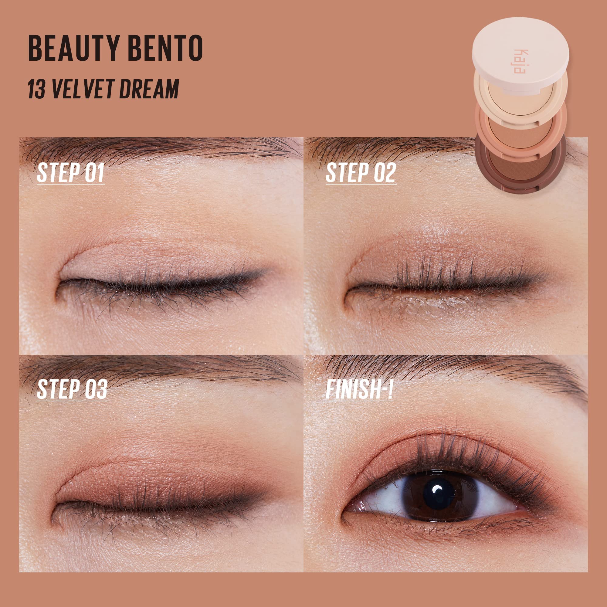 KAJA Beauty Bento Collection: Bouncy Eyeshadow Trio in Burnt Sandy Brown Tones | Travel Size 0.03 oz