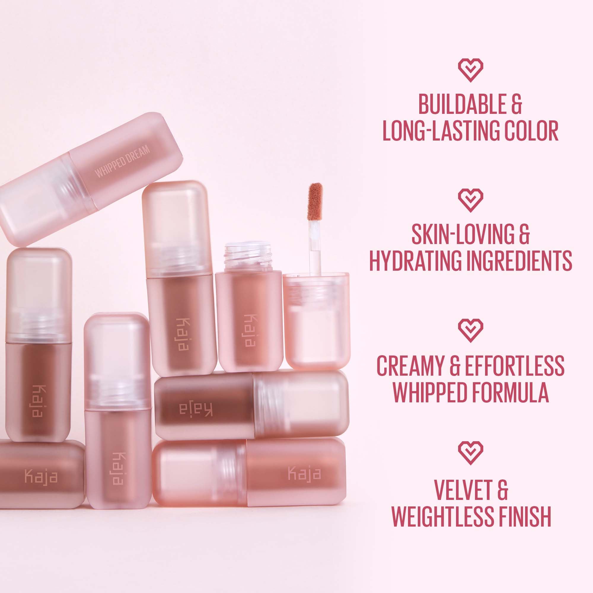 KAJA Whipped Dream: Multi-Purpose Liquid Eyeshadow & Blush in Rose Macaron | Buildable, Blendable, Airy Semi-Matte Finish