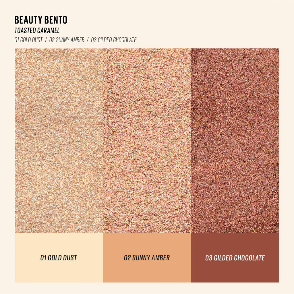 KAJA Eye Bento Collection - Bouncy Eyeshadow Trio in Gilded Bronze Tones | Toasted Caramel 03 Travel Size (0.03 oz) | Allure Best of Beauty 2019