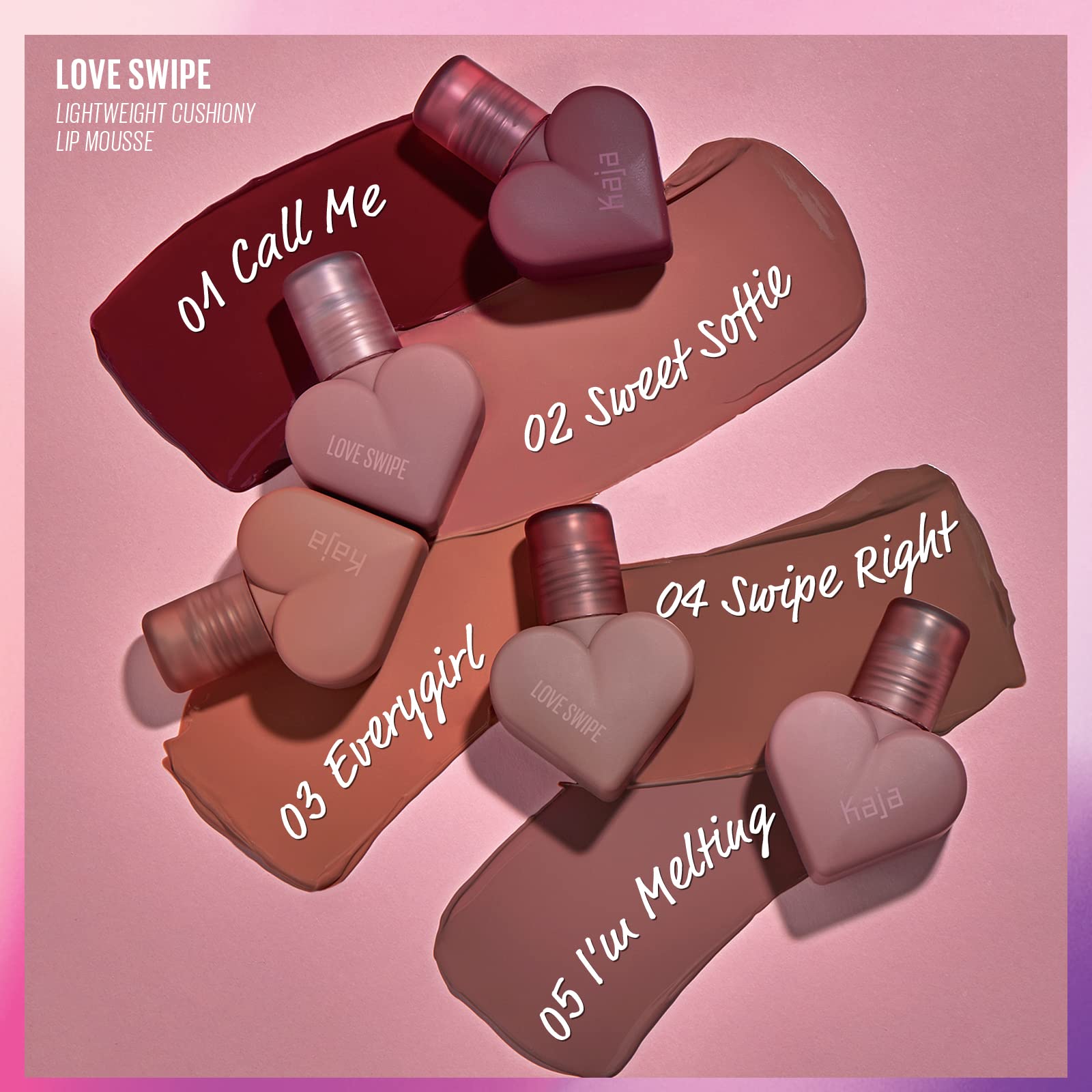 Kaja Lip Mousse Love Swipe 05 I'm Melting | Buildable Velvet Finish with Raspberry Seed Oil & Vitamin E | 0.22 oz