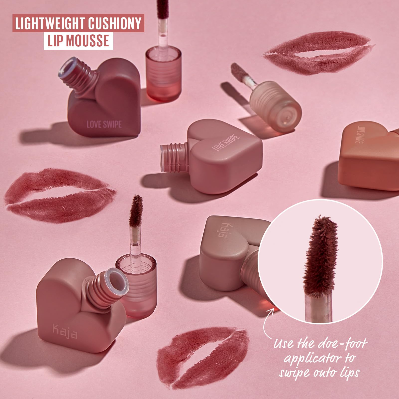 Kaja Lip Mousse Love Swipe 05 I'm Melting | Buildable Velvet Finish with Raspberry Seed Oil & Vitamin E | 0.22 oz