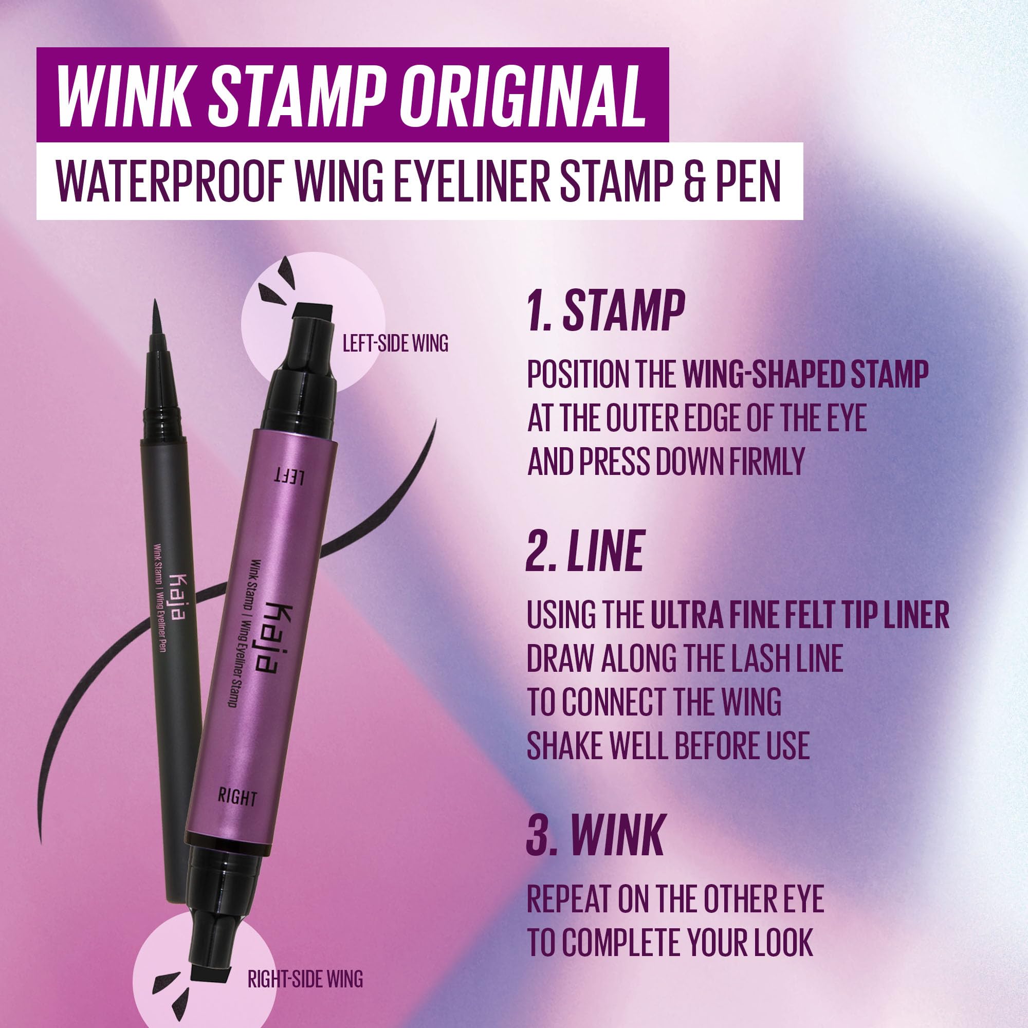 KAJA Winged Eyeliner Set: Wink Stamp Original | Avocado Extract, Waterproof, Matte Finish