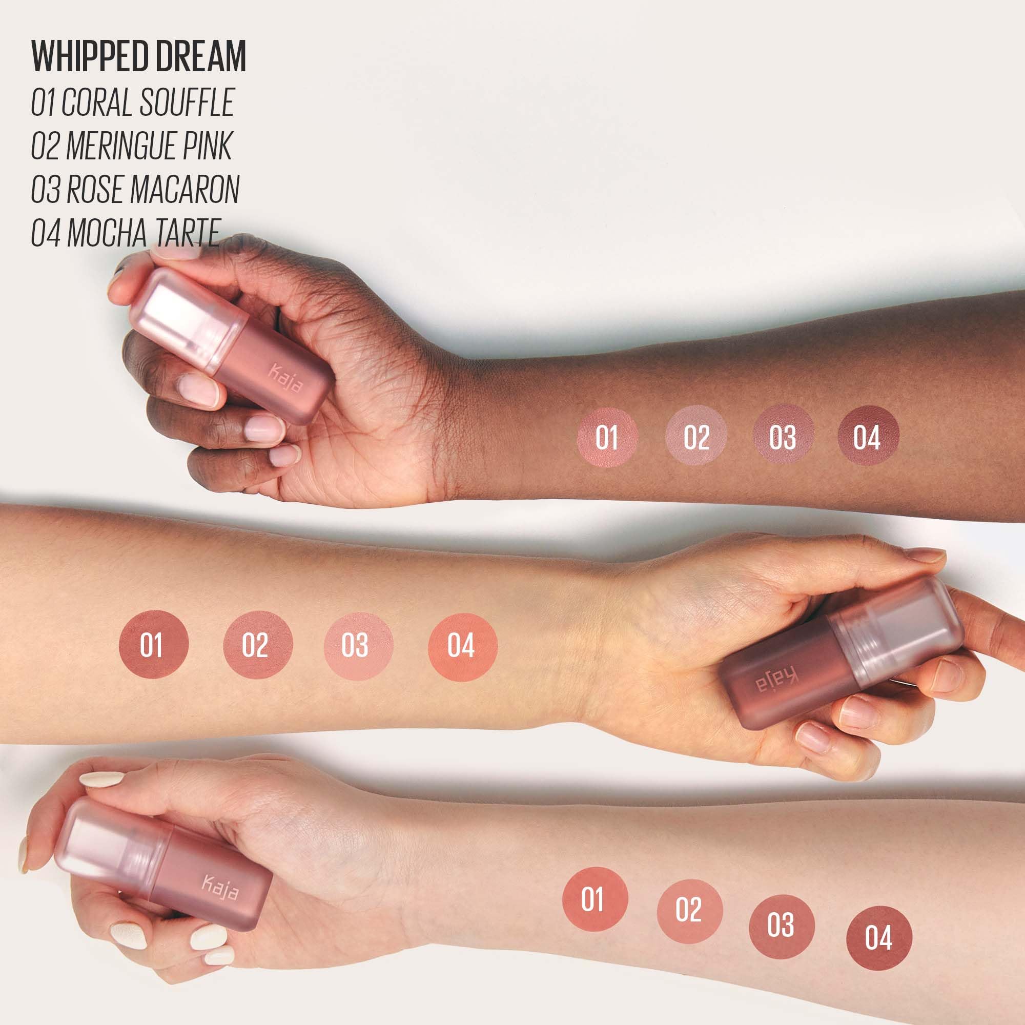 KAJA Whipped Dream: Multi-Purpose Liquid Eyeshadow & Blush in Rose Macaron | Buildable, Blendable, Airy Semi-Matte Finish