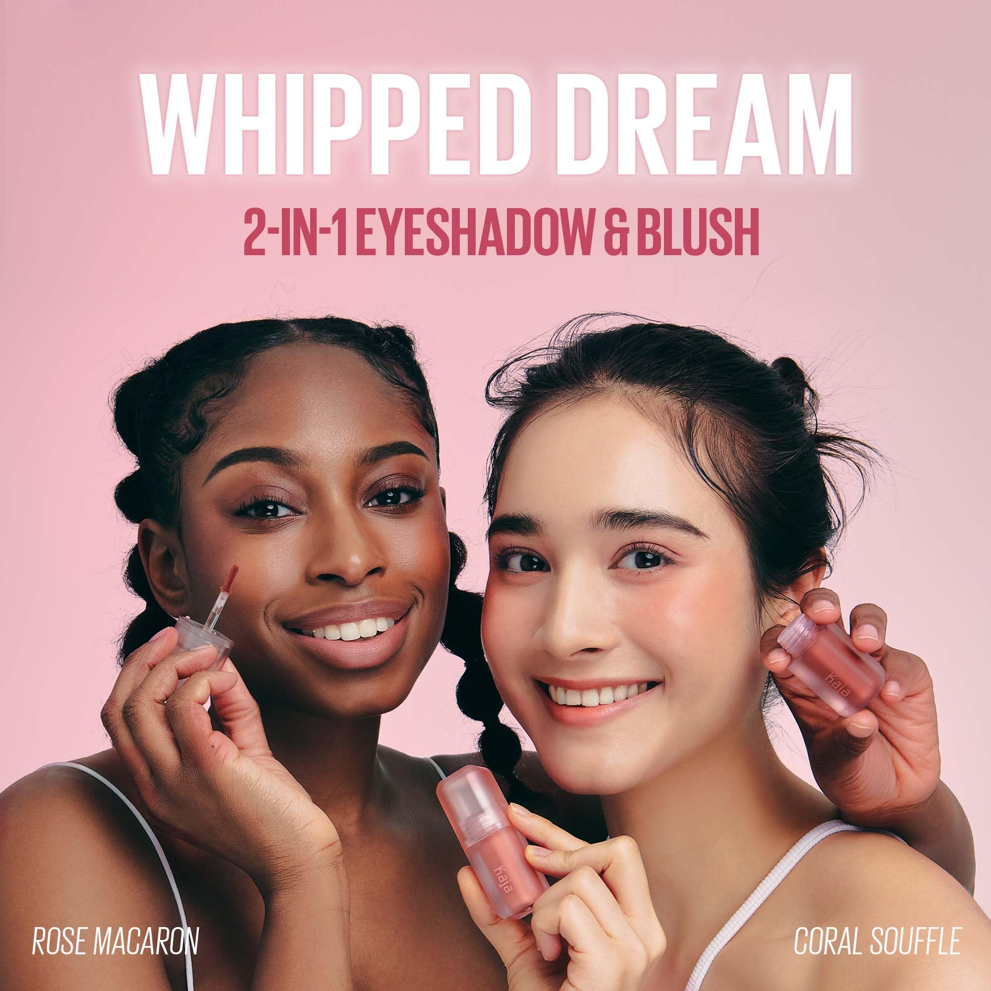 KAJA Whipped Dream: Multi-Purpose Liquid Eyeshadow & Blush in Rose Macaron | Buildable, Blendable, Airy Semi-Matte Finish
