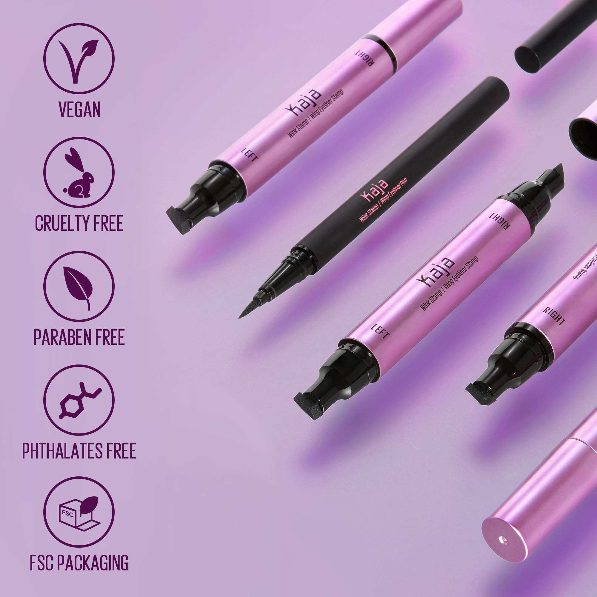 KAJA Winged Eyeliner Set: Wink Stamp Original | Avocado Extract, Waterproof, Matte Finish