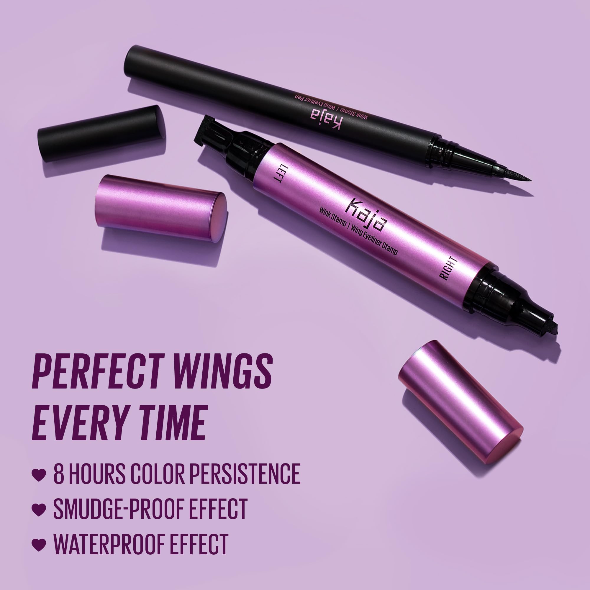 KAJA Winged Eyeliner Set: Wink Stamp Original | Avocado Extract, Waterproof, Matte Finish