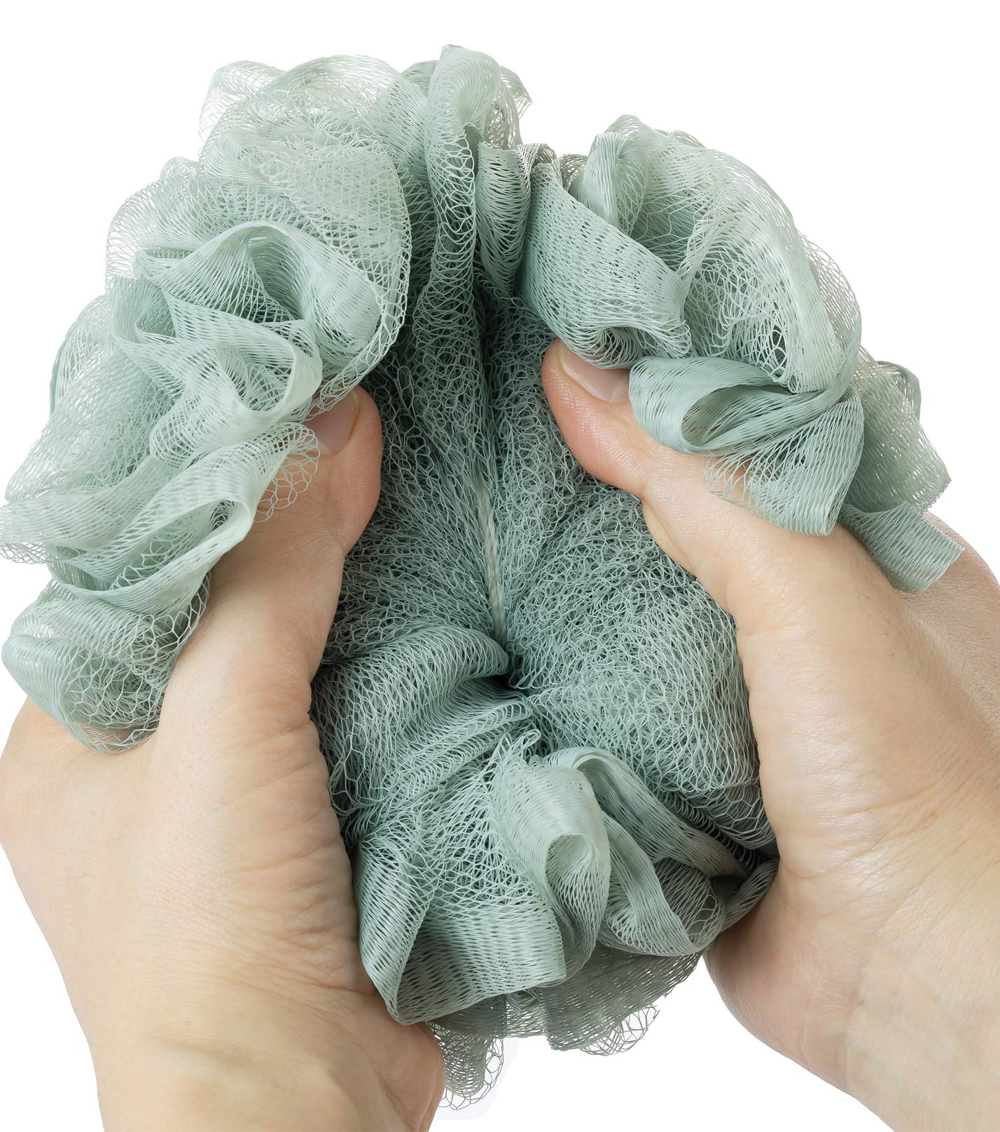 KAKOOI Bath Sponges – Soft Exfoliating Loofahs (3 pcs, Green/Linen/Pink)