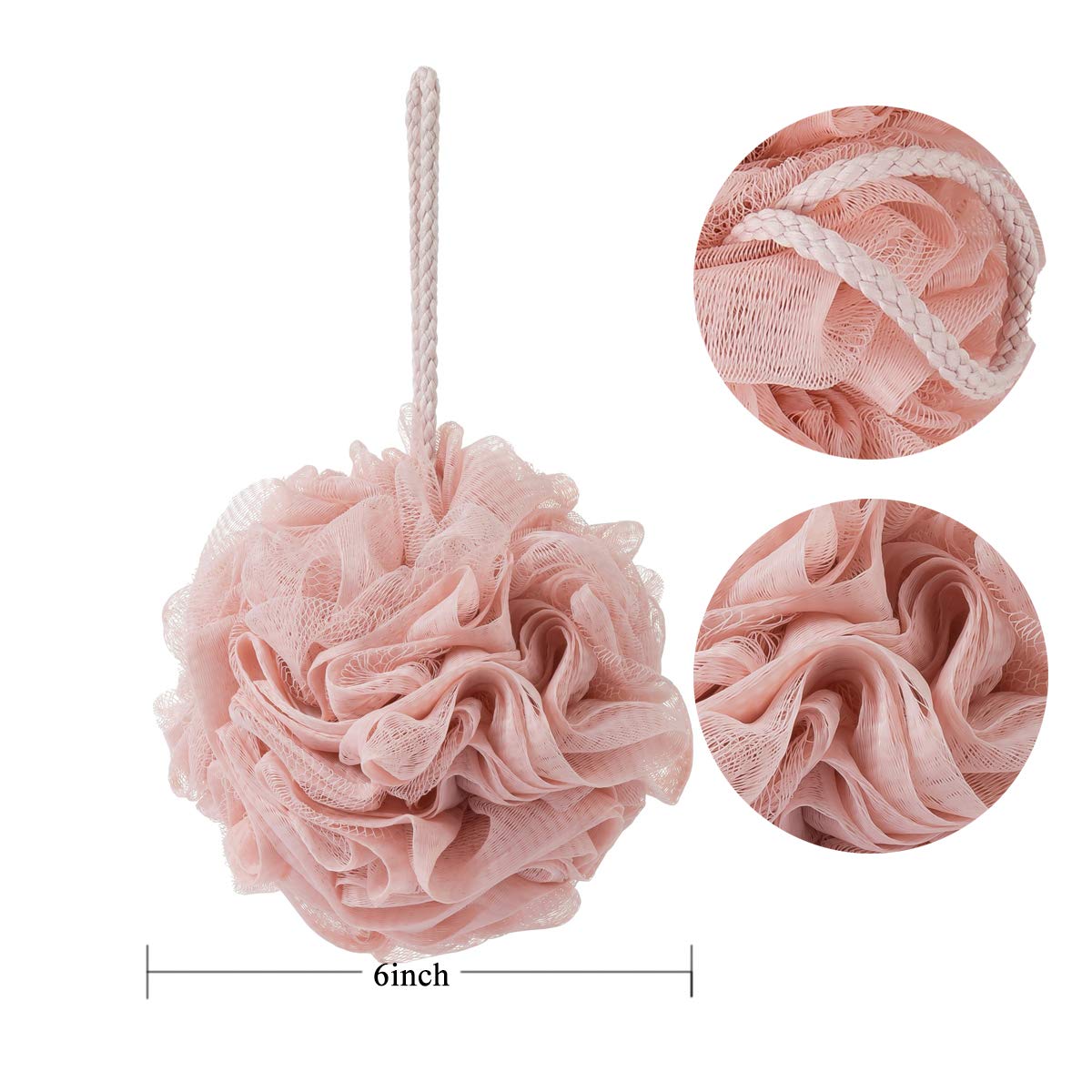 KAKOOI Bath Sponges – Soft Exfoliating Loofahs (3 pcs, Green/Linen/Pink)