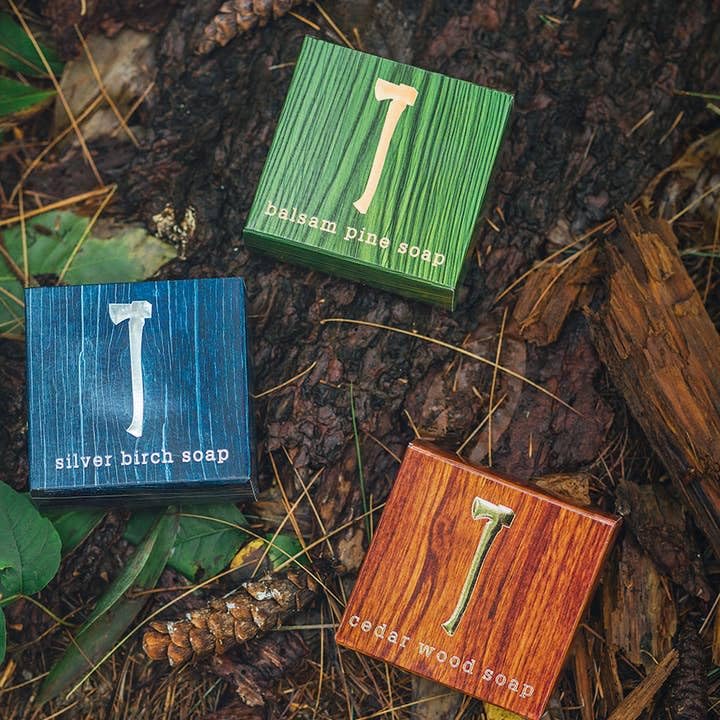Kalastyle Wood Aromatics Collection Soap Trio — Balsam & Pine, Palo Santo & Cedar Wood | Exfoliating Vegan Bars