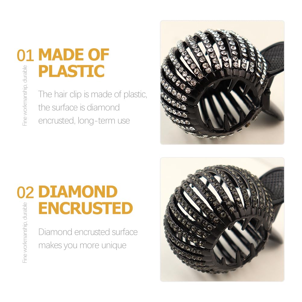 KALLORY Pearl Rhinestone Hair Claw Clips – 3-Pack for High Ponytails