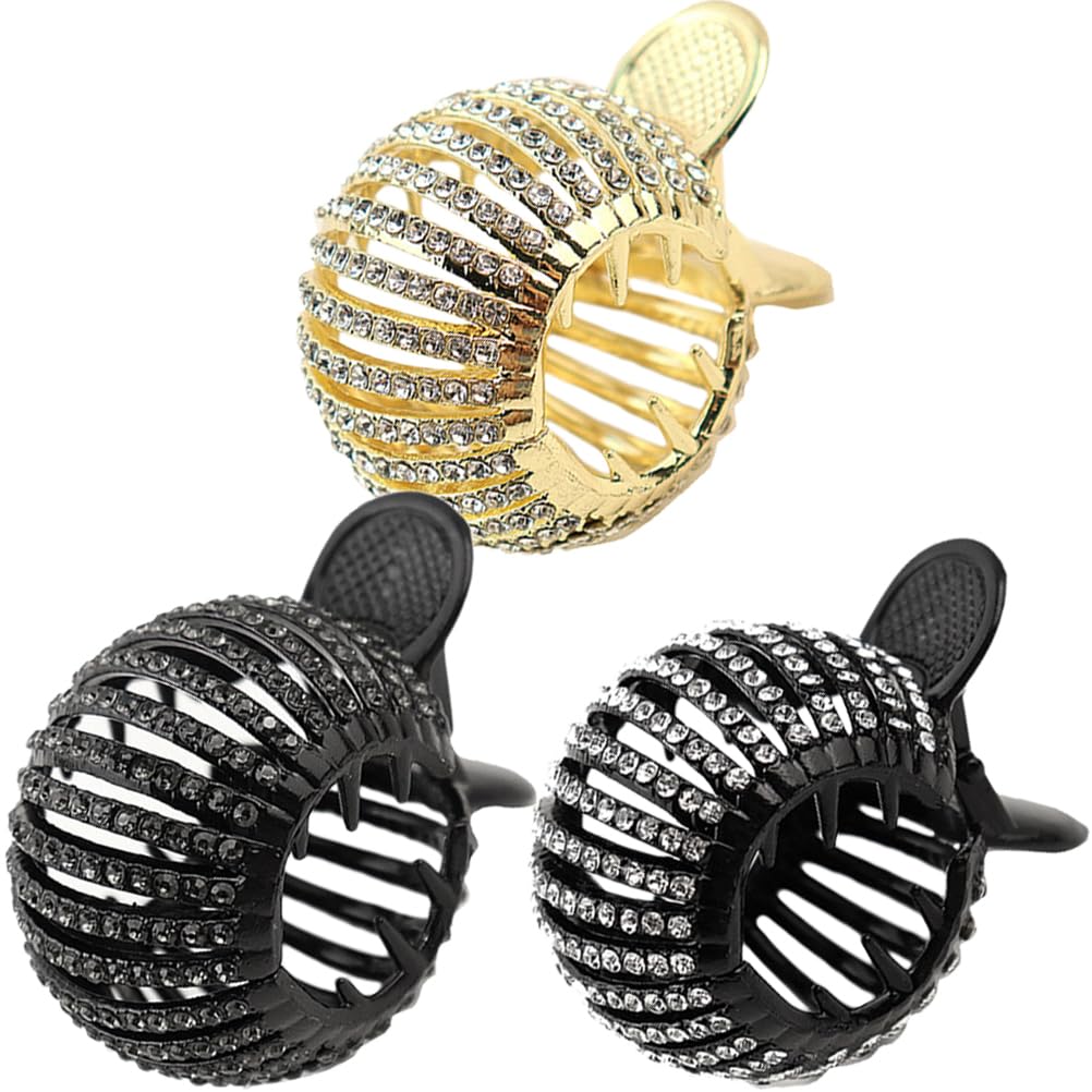KALLORY Pearl Rhinestone Hair Claw Clips – 3-Pack for High Ponytails