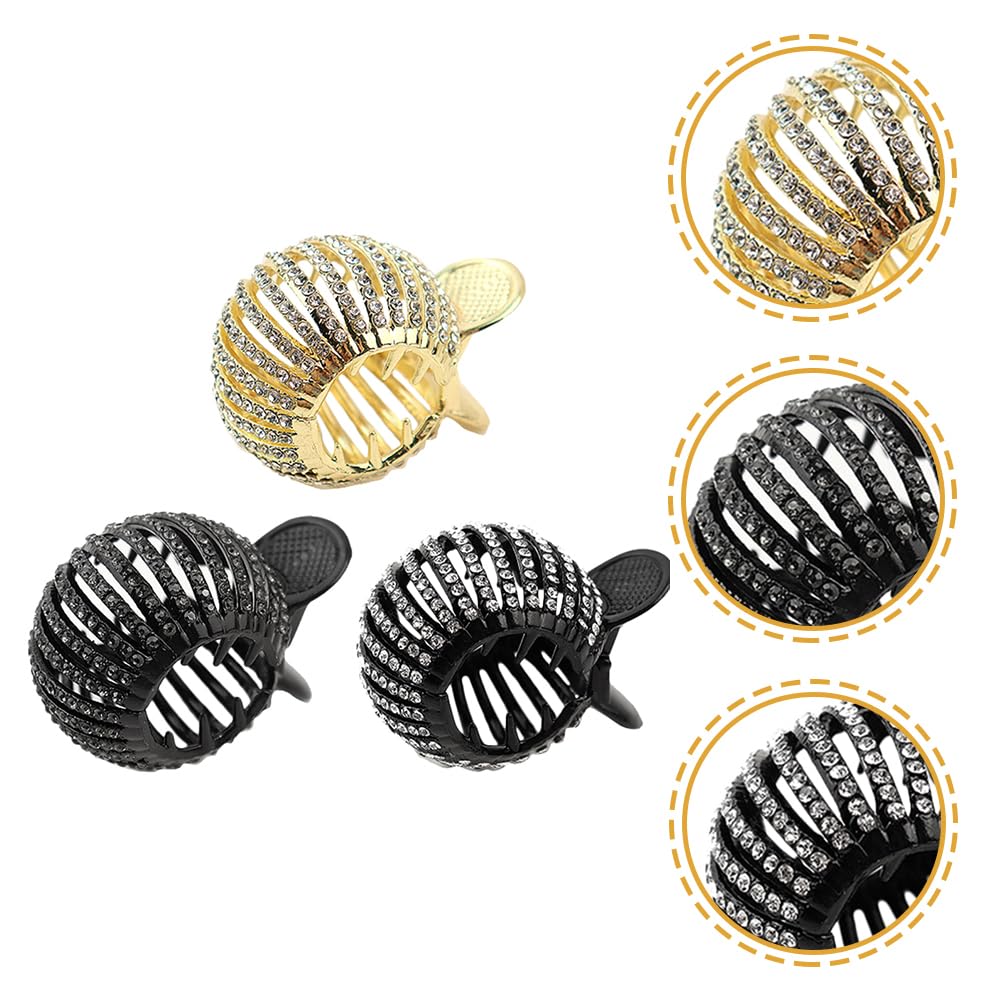 KALLORY Pearl Rhinestone Hair Claw Clips – 3-Pack for High Ponytails