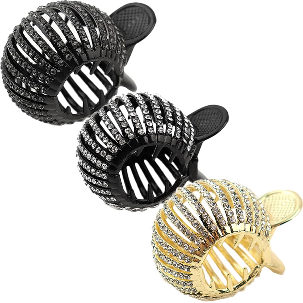 KALLORY Pearl Rhinestone Hair Claw Clips – 3-Pack for High Ponytails