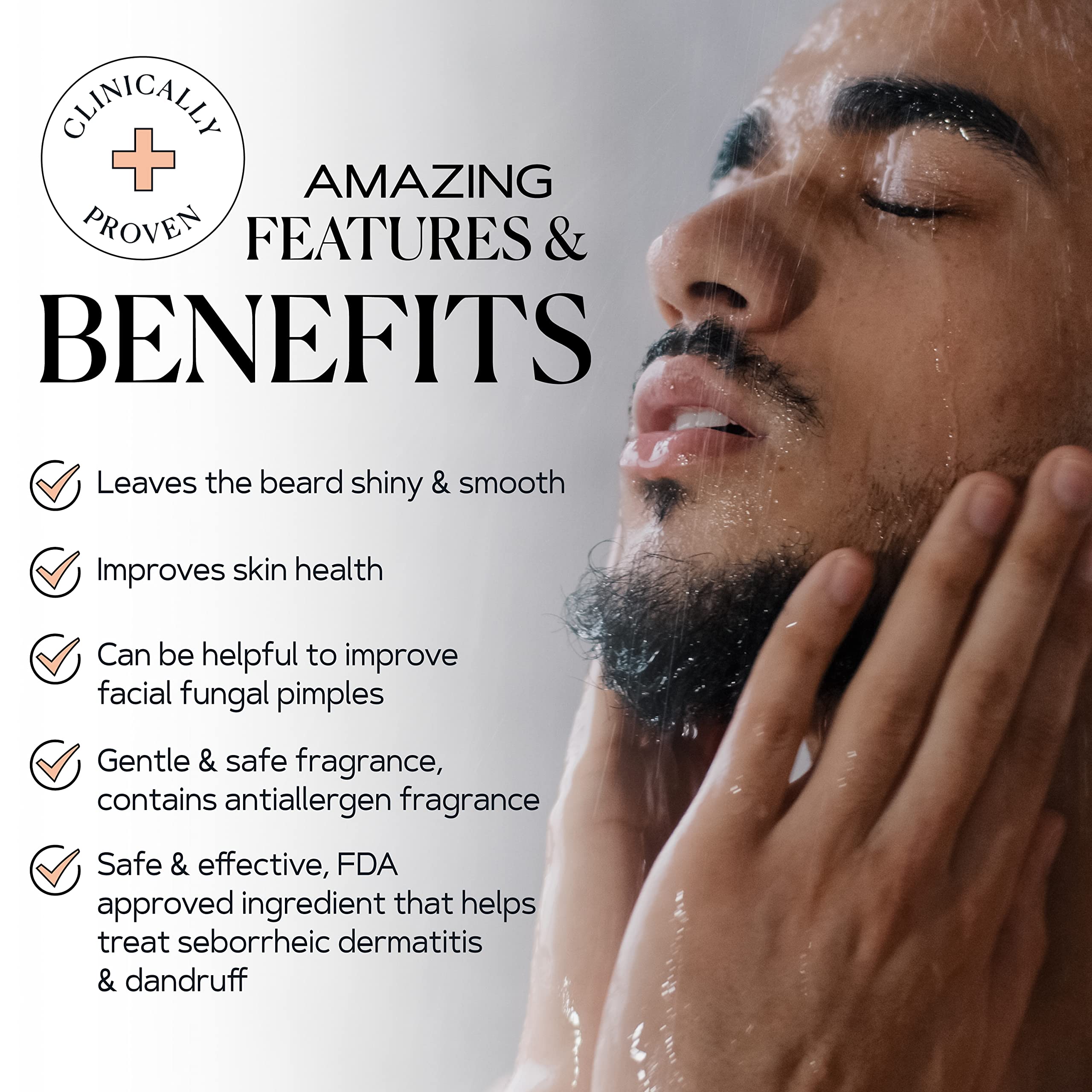 KAMEDIS Beard Wash – Dandruff Control Shampoo for Men with Pyrithione Zinc and Salicylic Acid, 6.7 oz