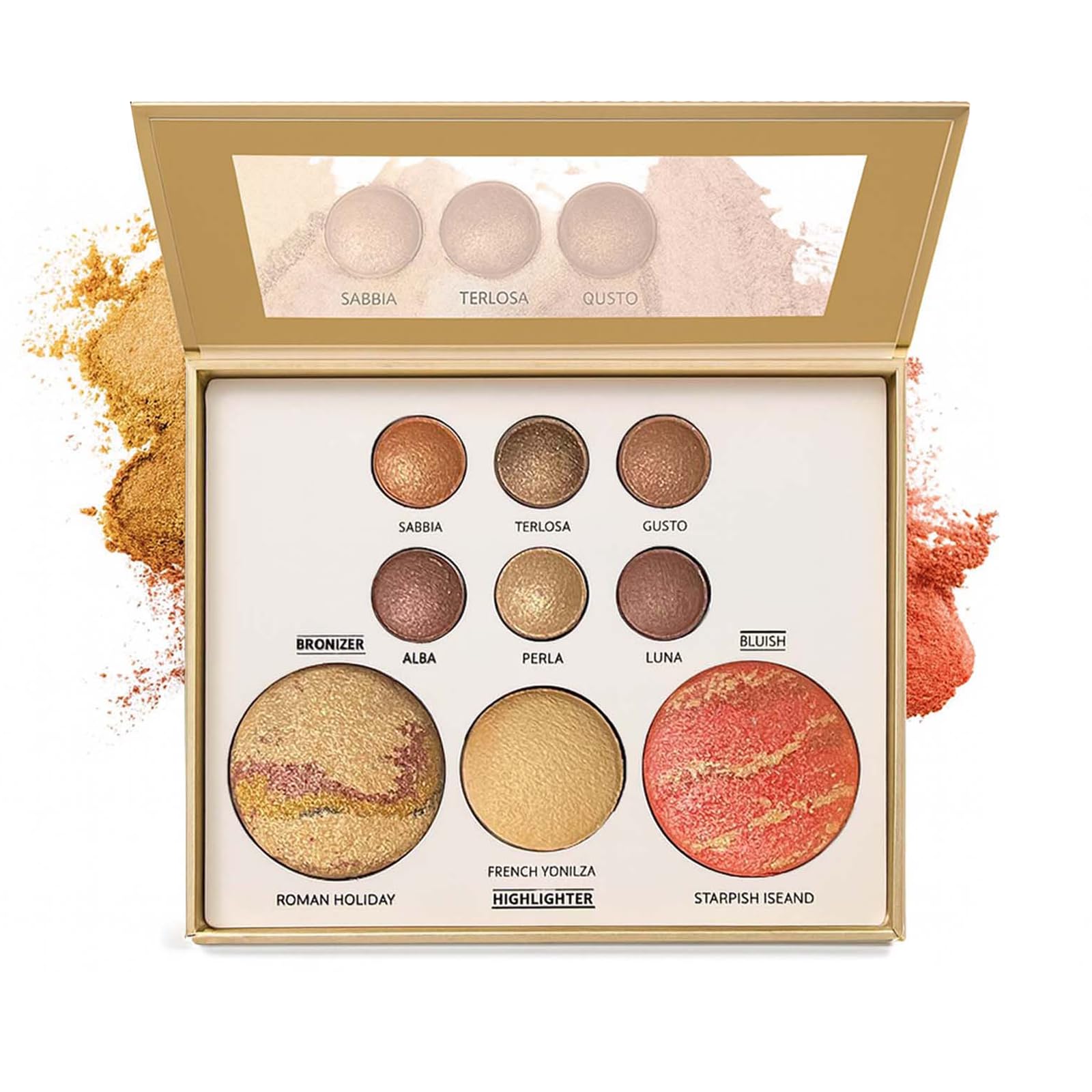 K'APEINE All in One Baked Makeup Palette | 6 Eye Shades, Blush, Bronzer & Highlighter – Neutral Matte & Shimmer Finish