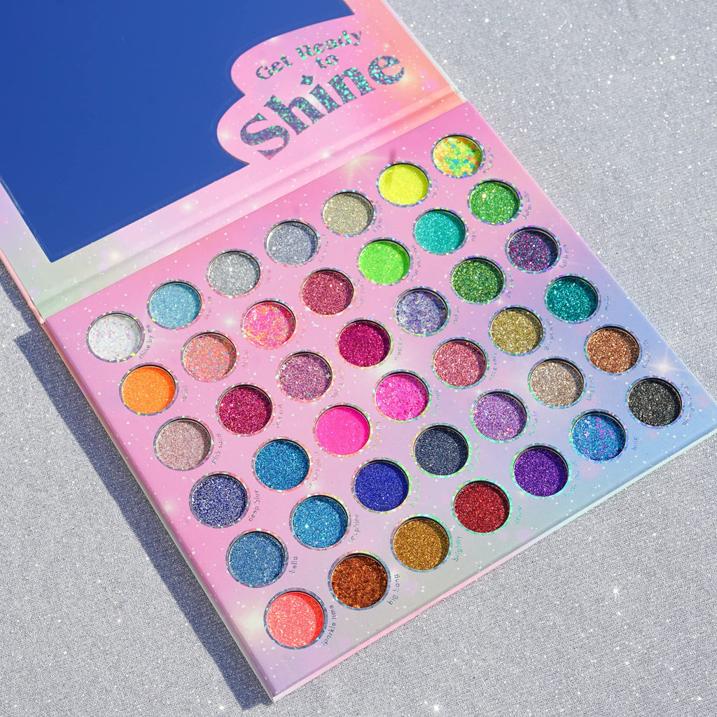 Kara Beauty Mega Glitz Palette – 42 Glitter Shades for Eyes, Face & Body | No Glue Needed