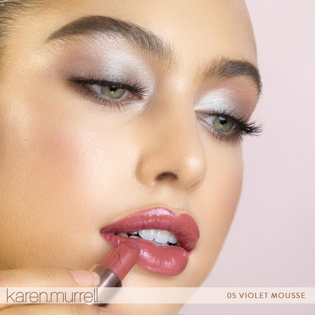 Karen Murrell Violet Mousse Lipstick – Natural Matte Finish, 100% Natural Ingredients, Cruelty Free