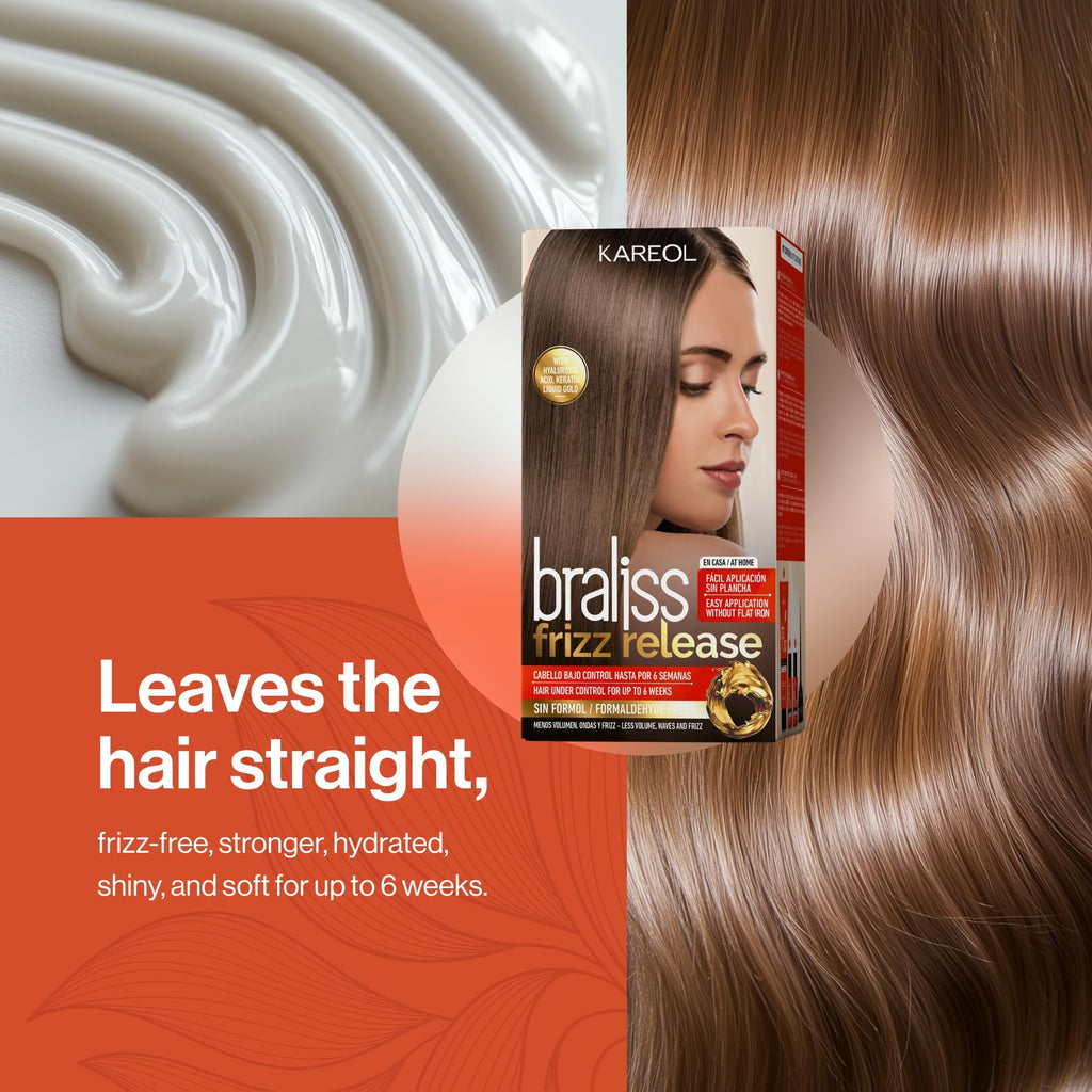 Kareol Braliss Frizz Release Hair Straightening Kit – 6 Weeks, No Flat Iron, Formaldehyde-Free