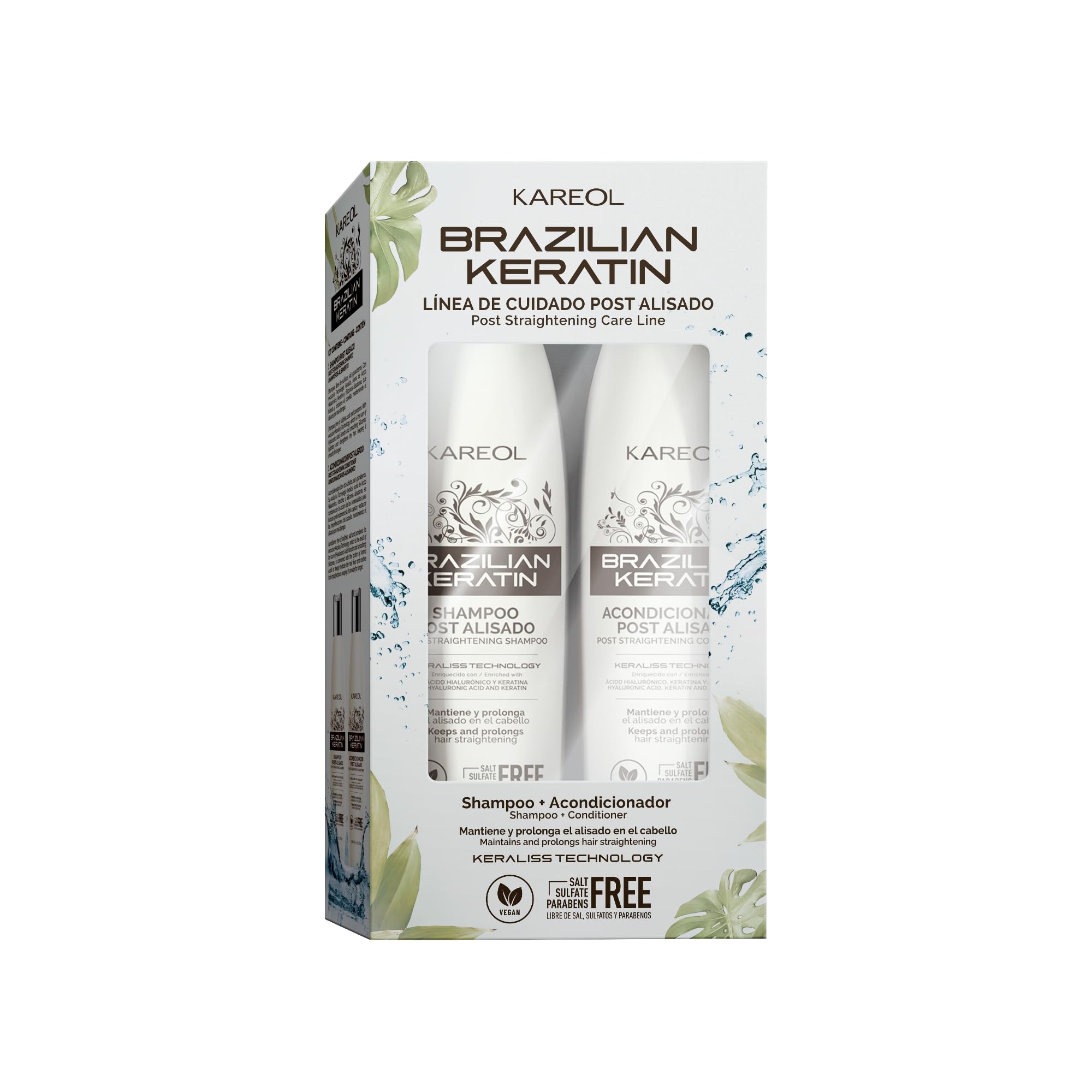 Kareol Brazilian Keratin Post Straightening Kit – Sulfate-Free Shampoo & Conditioner | Frizz Control | Vegan