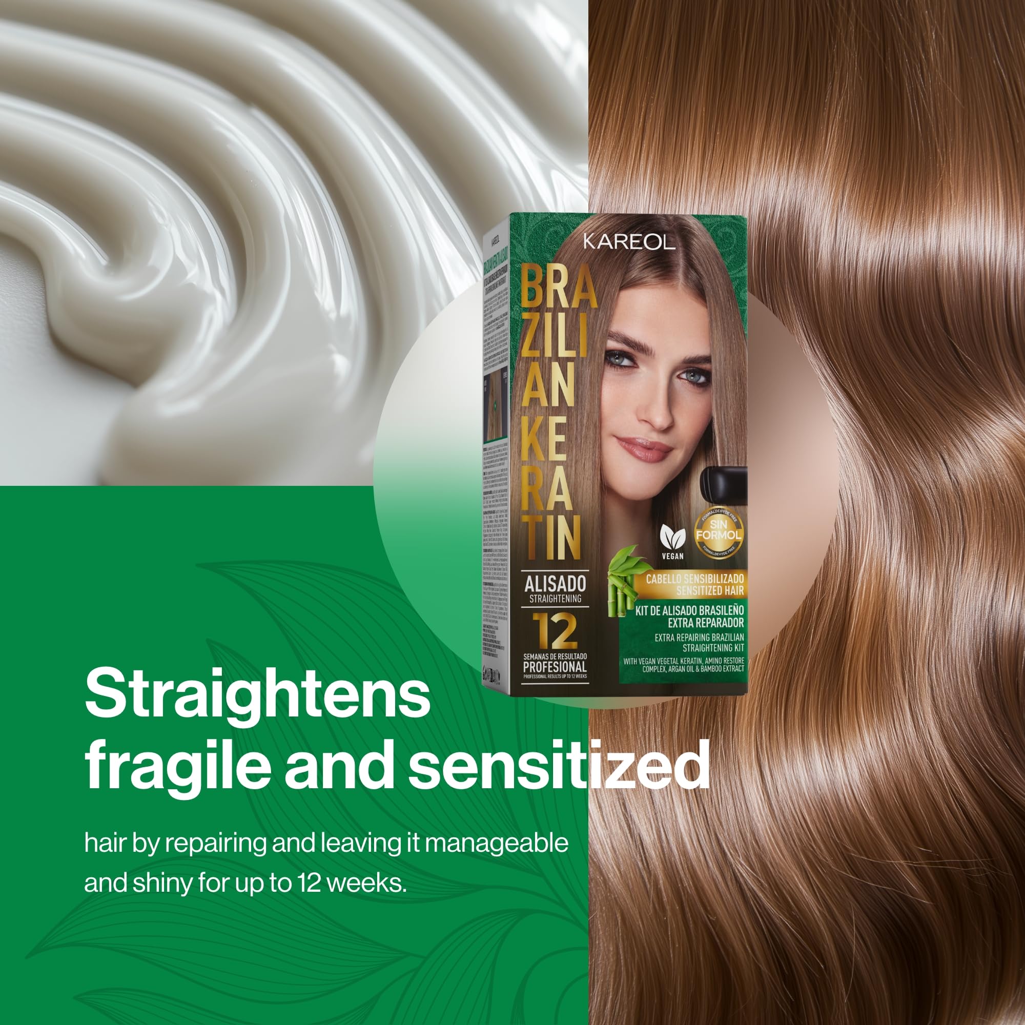 Kareol Extra Repairing Brazilian Keratin Kit – Formaldehyde-Free, Vegan Hair Treatment