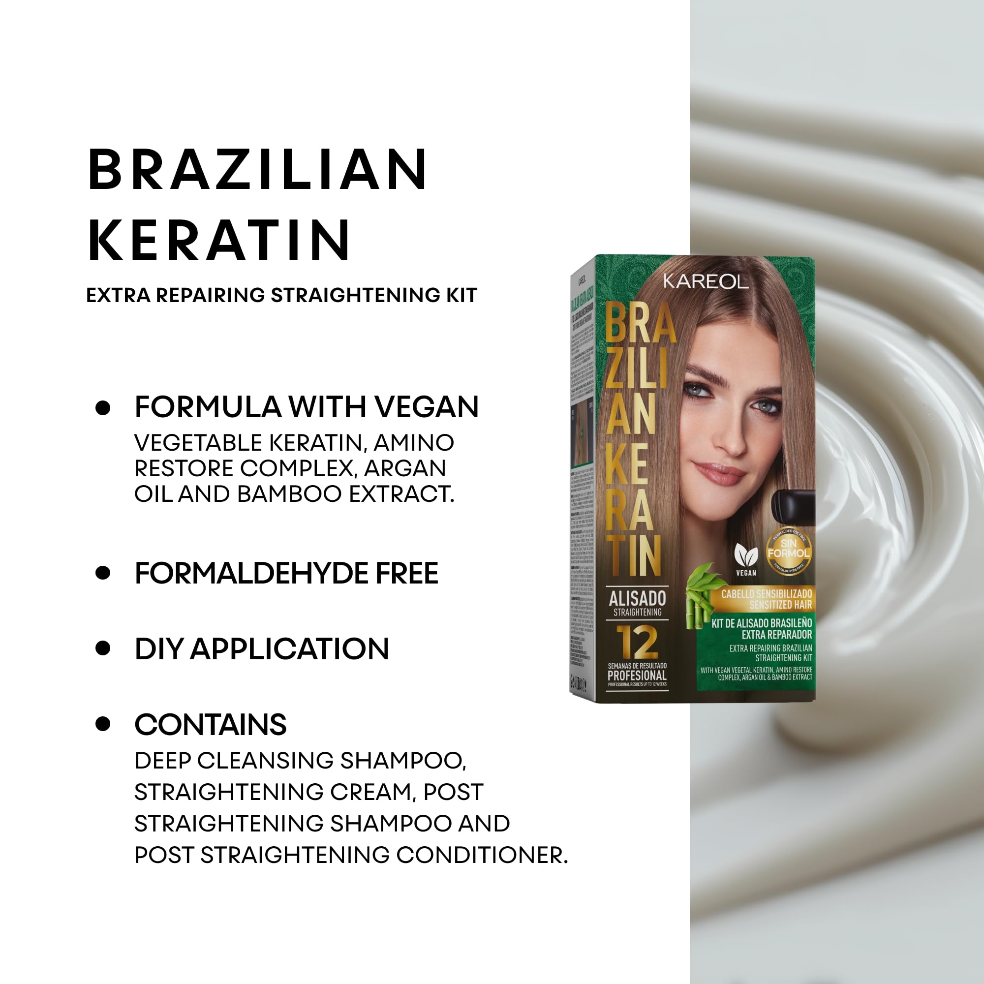 Kareol Extra Repairing Brazilian Keratin Kit – Formaldehyde-Free, Vegan Hair Treatment