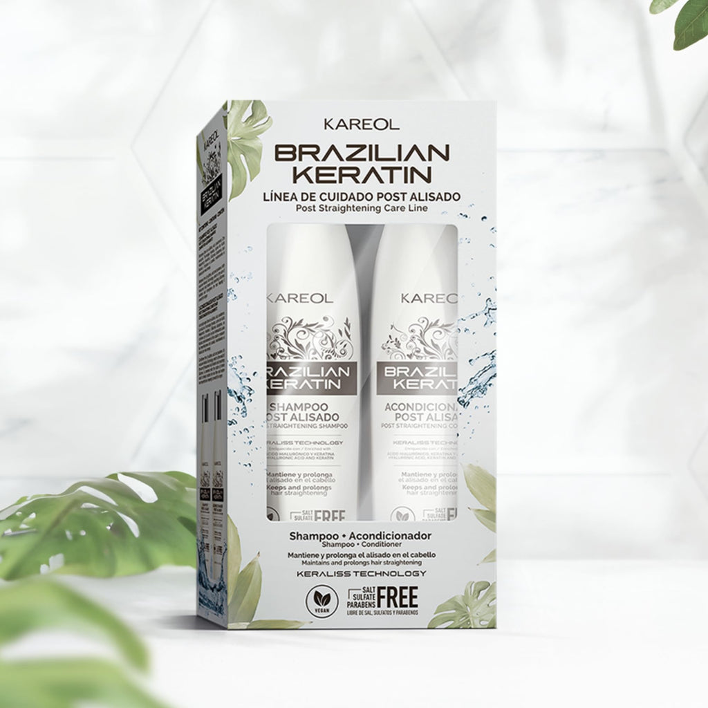 Kareol Brazilian Keratin Post Straightening Kit – Sulfate-Free Shampoo & Conditioner | Frizz Control | Vegan