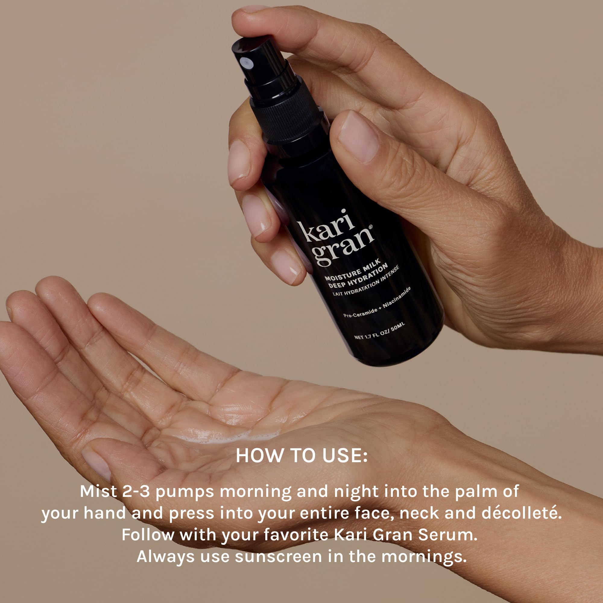 Kari Gran Moisture Milk Deep Hydration Mist – Pro-Ceramide, Niacinamide & Vitamin C