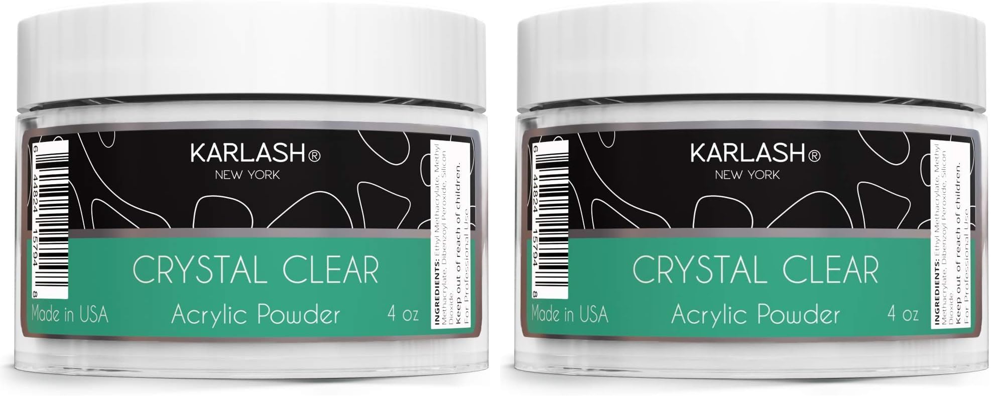 Karlash Professional Acrylic Powder Crystal Clear 4 oz – Made in USA (Pack of 2)