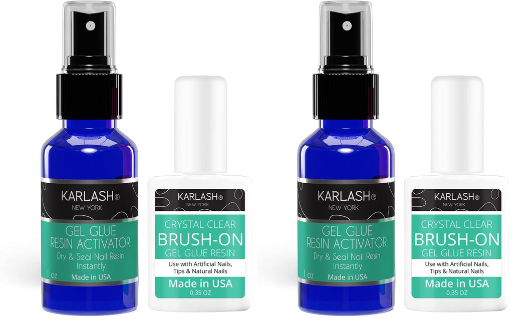 Karlash Professional Dip System — Brush-On Glue Gel 0.5 oz & Resin Gel Glue Activator 1 oz (Pack of 2)