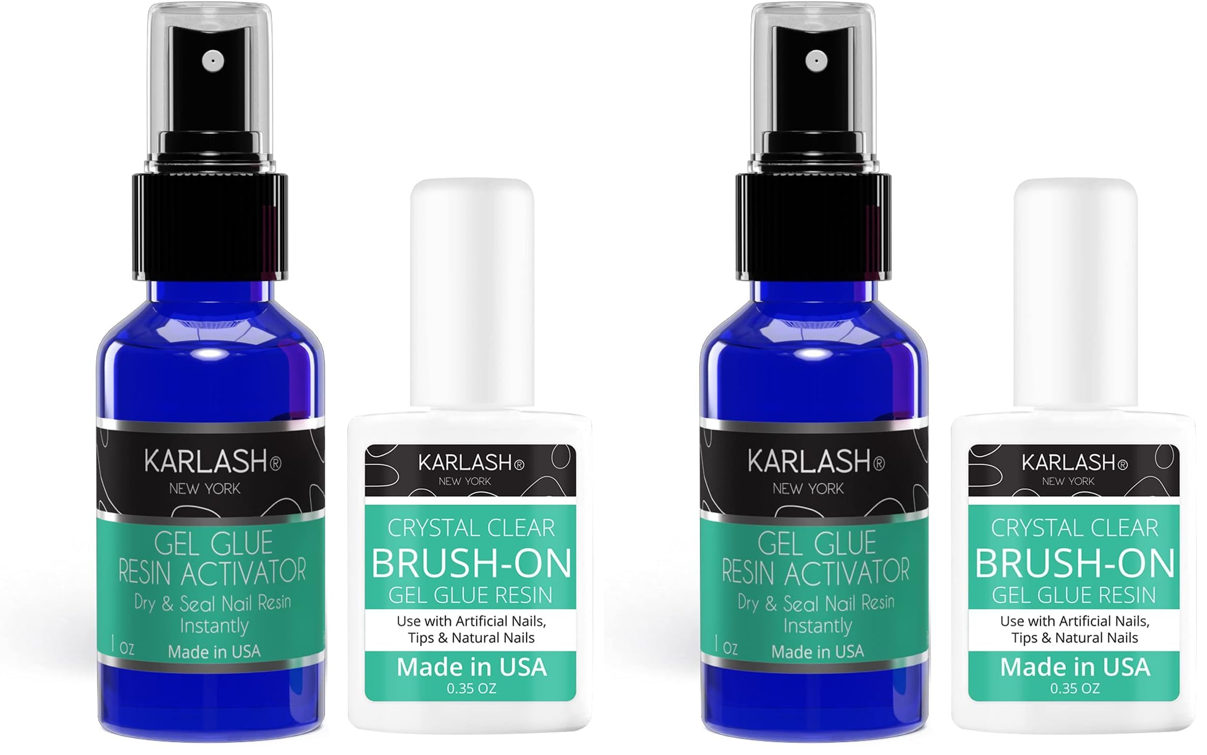 Karlash Professional Dip System — Brush-On Glue Gel 0.5 oz & Resin Gel Glue Activator 1 oz (Pack of 2)
