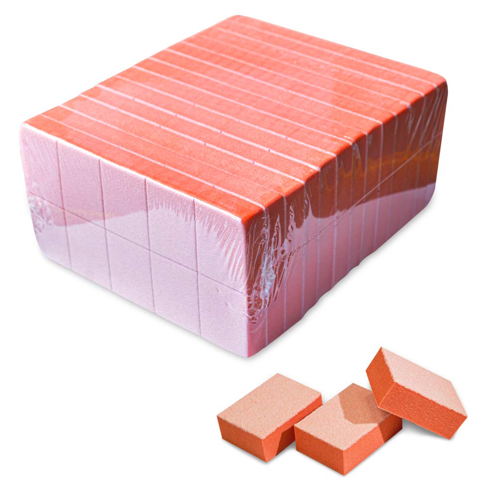 Karlash Nail Mini Orange Buffer Block – 80/100 Grit, 2-Sided, 130-Count