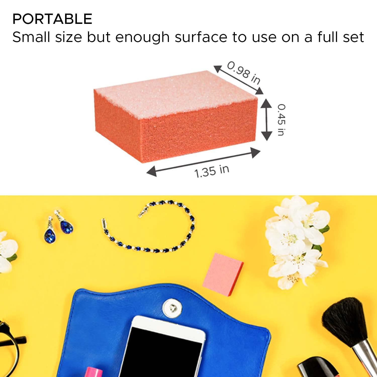 Karlash Nail Mini Orange Buffer Block – 80/100 Grit, 2-Sided, 130-Count