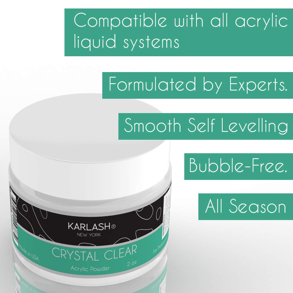 Karlash Professional Acrylic Powder Crystal Clear 4 oz – Made in USA (Pack of 2)