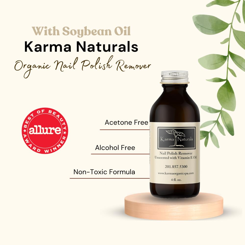 Karma Organic Nail Polish Remover Unscented – Acetone-Free, Vegan, Cruelty-Free, 12 fl oz (3 Pack)
