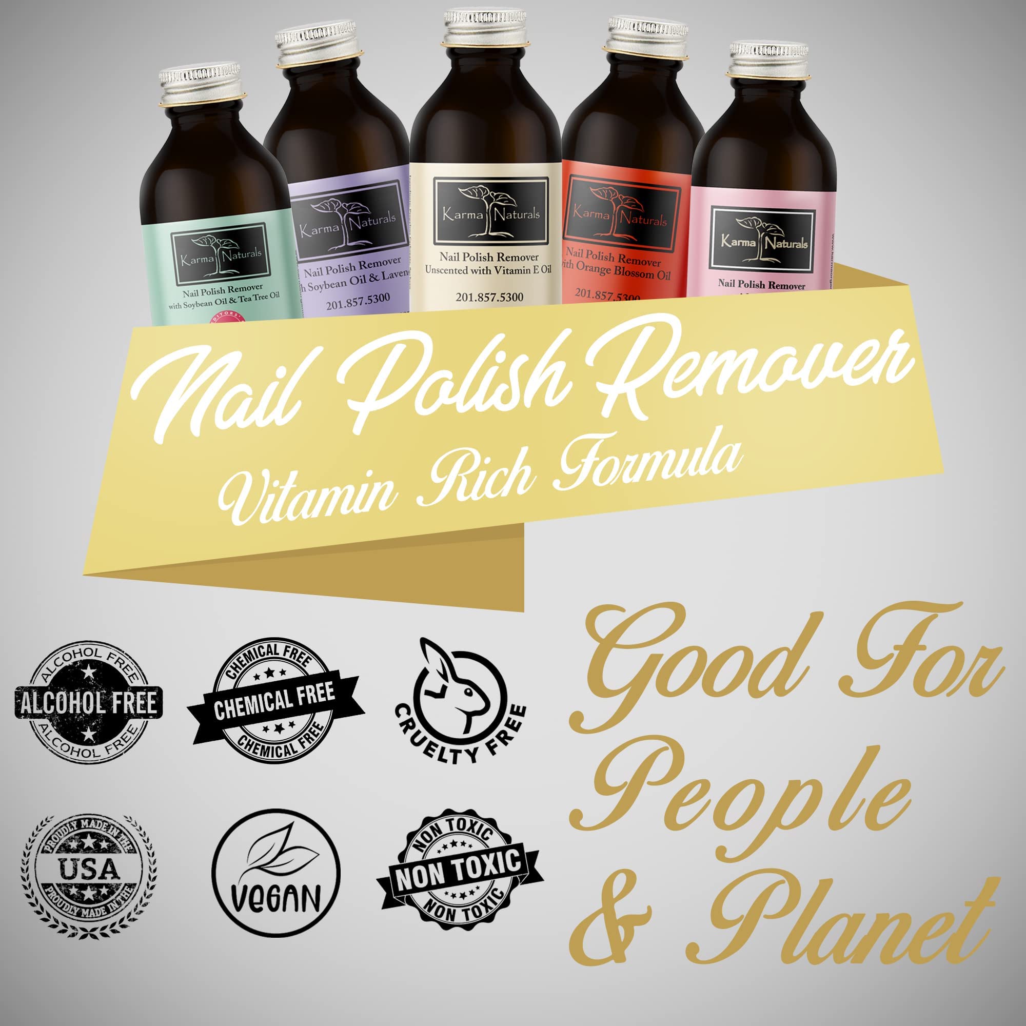 Karma Organic Unscented Nail Polish Remover with Vitamin E – Acetone-Free, Vegan, Cruelty-Free, 4 fl oz