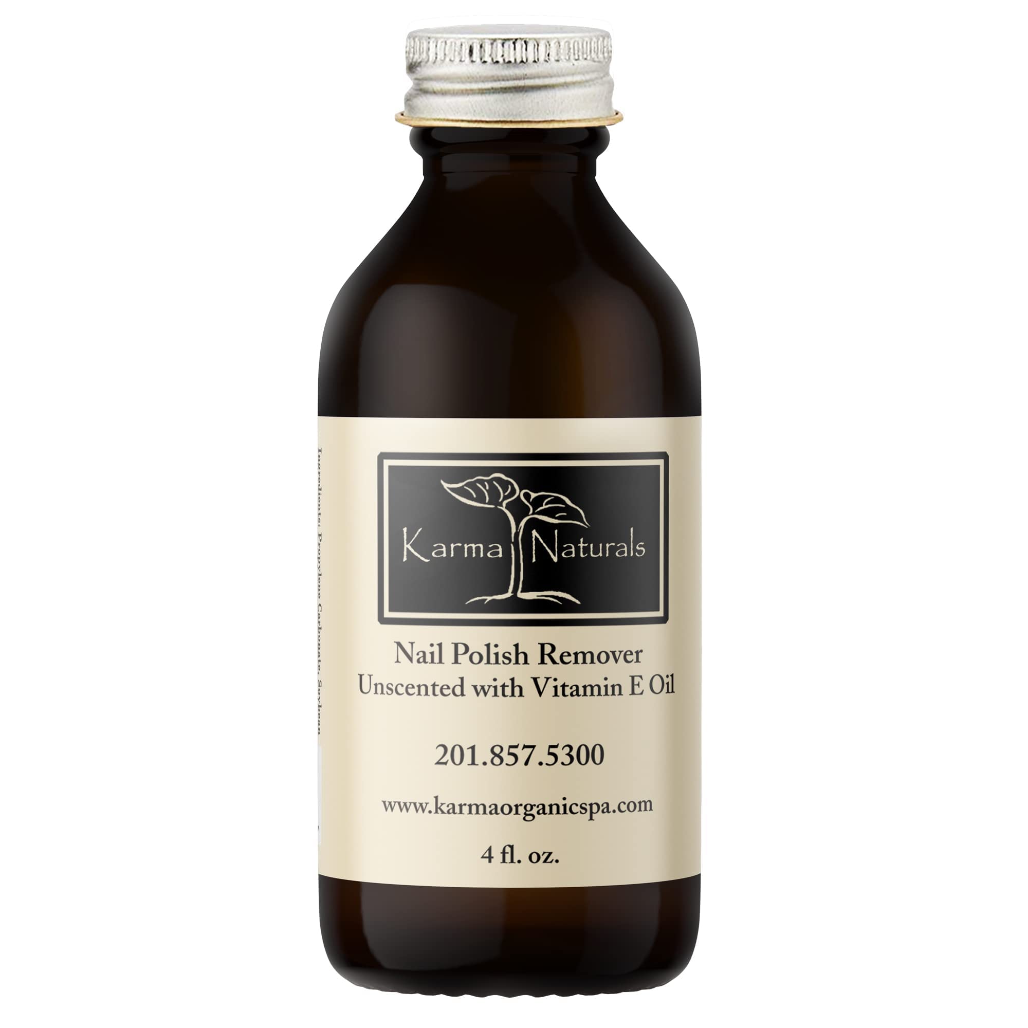 Karma Organic Unscented Nail Polish Remover with Vitamin E – Acetone-Free, Vegan, Cruelty-Free, 4 fl oz