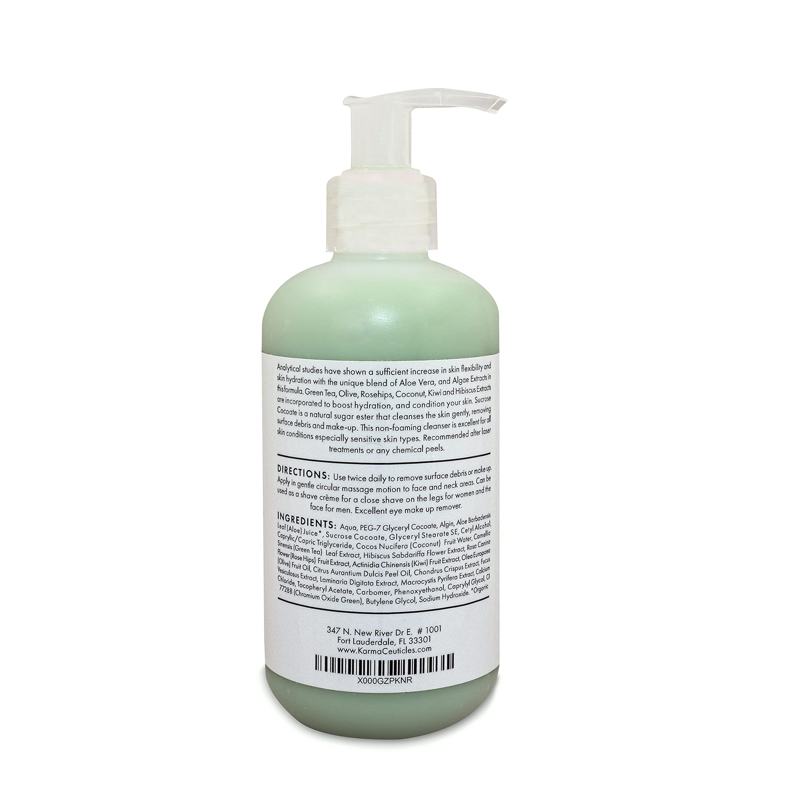 KarmaCeuticles Limu Facial Cleanser (8 oz) | Gentle, Non-Foaming Gel with Marine Algae & Aloe