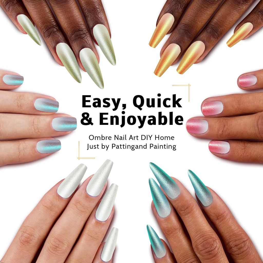 Karroy Sponge Pat Paint Nail Gel No Wipe – Ombre Gradient Nail Art (9 Colors, L)