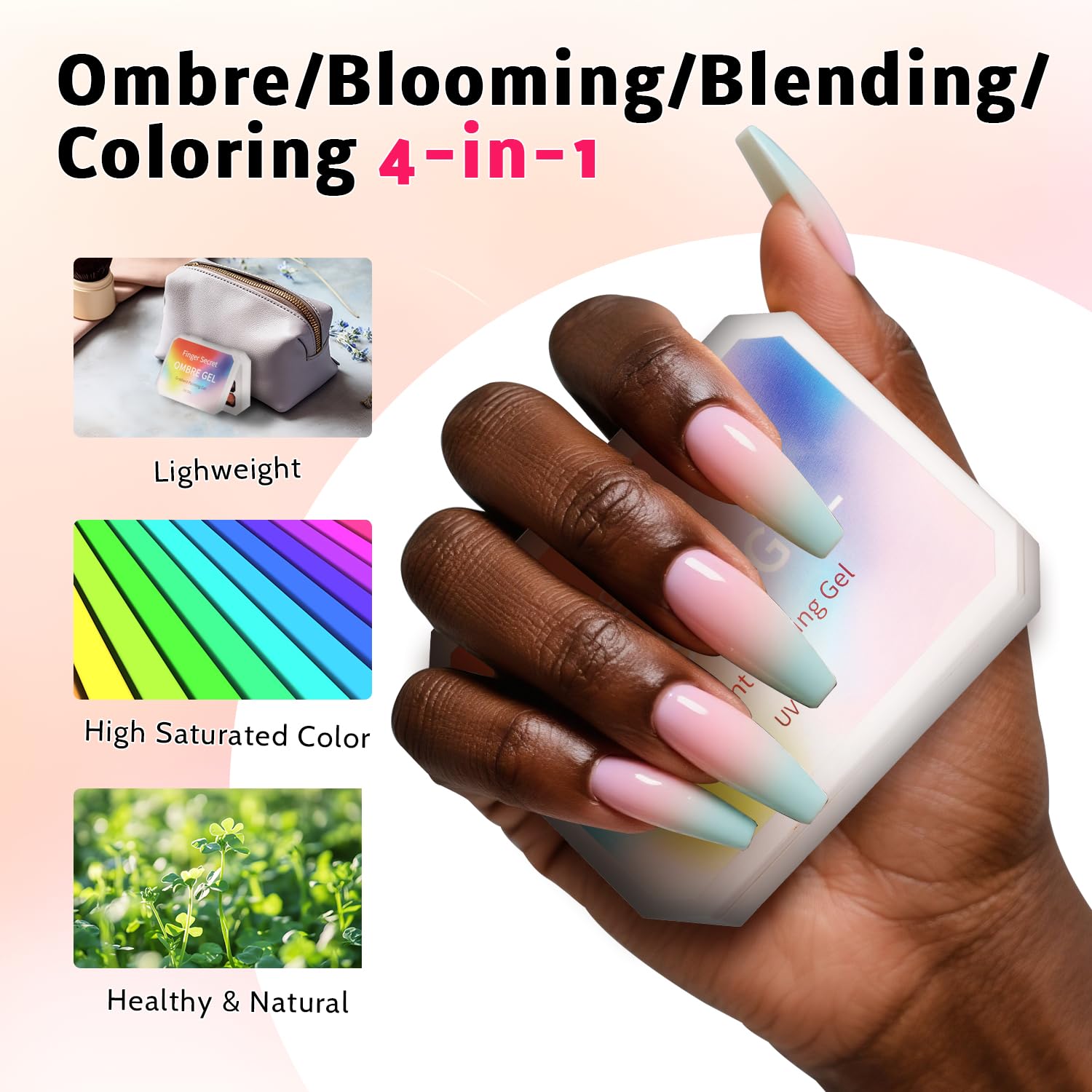 Karroy Sponges Pat Gel Nail Polish Palette – 16-Color Ombre Gradient Gel, No Wipe, UV/LED Cure