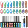 Karroy Cat Eye Gel Nail Polish Kit - 9-Color Magnetic Shimmer, UV/LED Cured