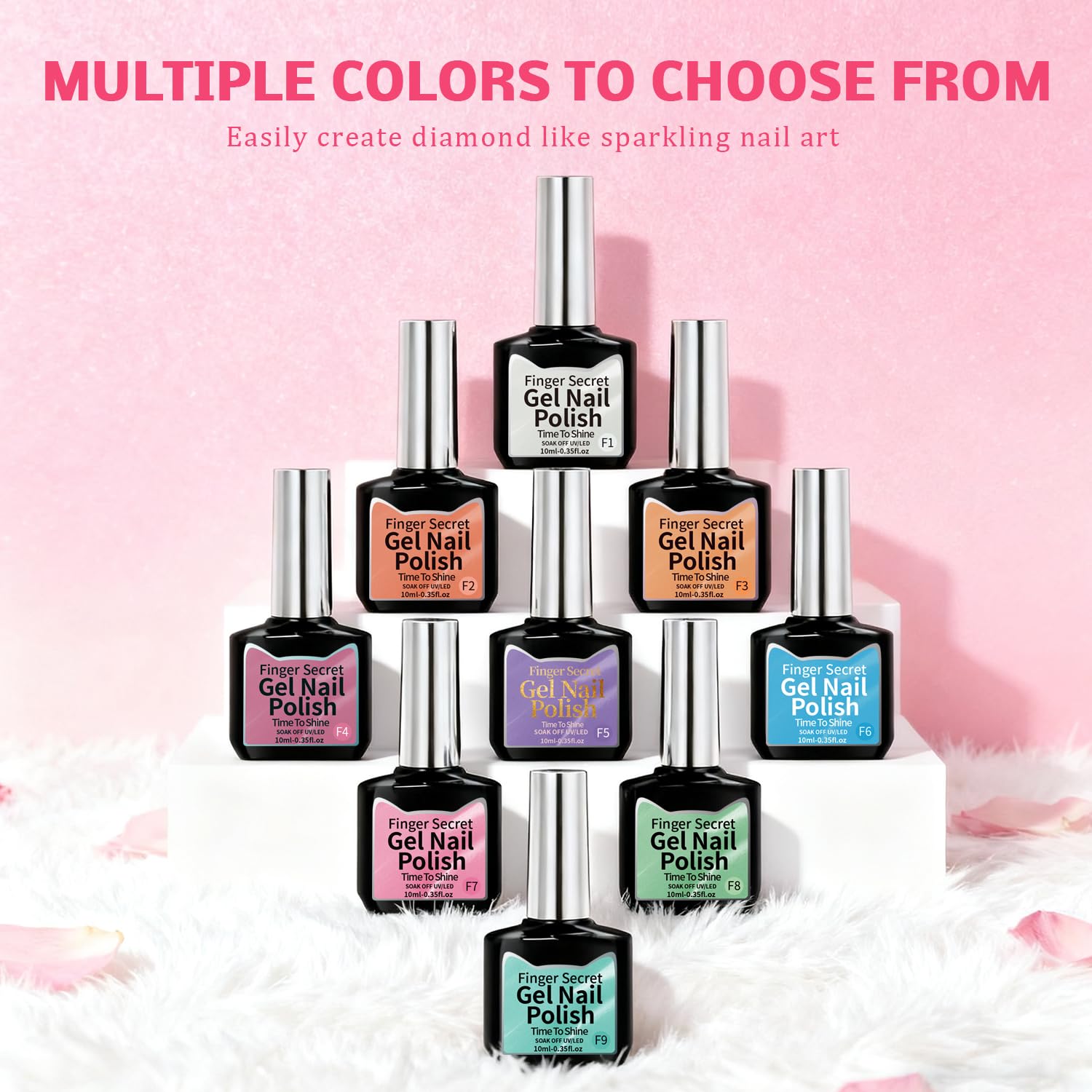 Karroy Cat Eye Gel Nail Polish Set – Magnetic Shimmer Kit, 9 Colors F, Soak-Off UV/LED