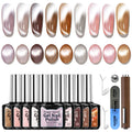 Karroy Cat Eye Gel Nail Polish Kit – Magnetic Shimmer Gel Polish (9 Colors) | Soak-Off, UV/LED Cured